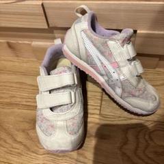 asics アシックス 花柄 スニーカー 子供 靴 女の子 17cm ホワイト
