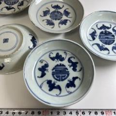 中国清時代 新渡青花中皿5枚 直径約11.5㎝ 東Y7-0801⭐︎2F