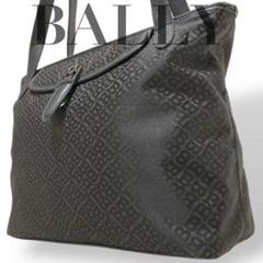 【美品】バリー　トートバッグ　Bロゴ　ロゴ金具　黒　肩掛け　レザー　ナイロン