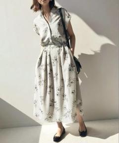 イエナ　ストライプフラワースキッパーシャツワンピース