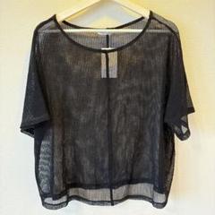 BEAUTY&YOUTH ブラックメッシュ半袖トップス