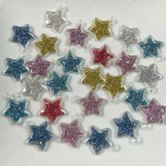 星 スター チャーム グリッター ラメ 丸カンつき 4色26個セット