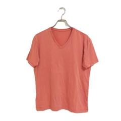 UNIQLO 半袖Tシャツ オレンジ L Vネック カットソー 涼しい 春夏