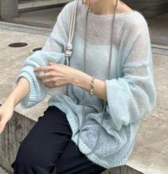 COLLAGE GALLARDAGALANTE シアーモヘアニット　ブルー水色 COLLAGE GALLARDAGALANTE シアーモヘアニット ブルー水色 - メルカリ