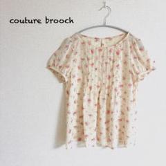 美品　couture brooch 　シアー　小花柄　カットソー　フロントタックのサムネイル