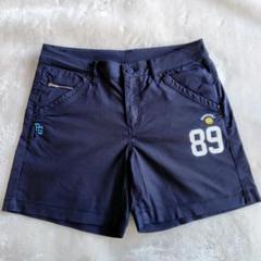 美品　パーリーゲイツ 　ストレッチショートパンツ　ネイビー　PGロゴ 　L