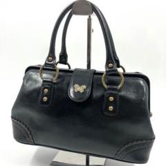 ANNA SUI アナスイ　がま口　ハンドバッグ　レザー　ブラック