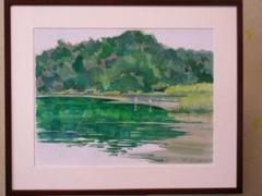 水彩画（白鷺のいる入り江） 保存版】 水彩画（白鷺のいる入り江） 絵画 - 絵画