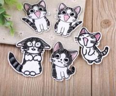 アイロンワッペン 猫 5枚セット