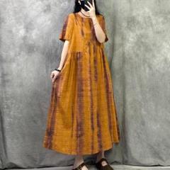 ロングワンピース レトロ プリント カジュアル 着痩せ 体型をカバー 2色