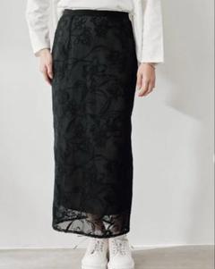 【25SS】 stola. ストラ メッシュ刺繍タイトスカート ブラック 38