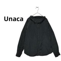 Unaca アナカ ドット 長袖とろみブラウス ブラック 水玉 38