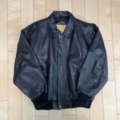 美品　vintage　フライトジャケット　Aー2　レザー　本革　ブラック　短丈 短丈 レザージャケット フライトジャケット 古着 革ジャン A-2