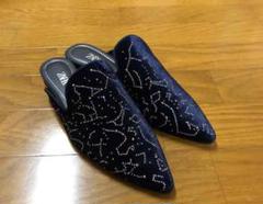 ZARA 星座柄 ベルベット ミュール 39