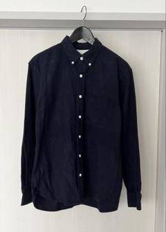 無印良品 ネイビー コットン素材ボタンダウンシャツ