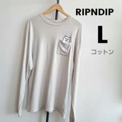 【人気サイズ】RIPNDIP ポケット付き長袖Tシャツ 猫　Lのサムネイル