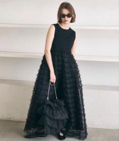 PERNA ペルナ ジャガード刺繍フラワー総柄ティアードフレアロングワンピース 総柄ロングワンピース（ワンピース）｜PERNA（ペルナ）の