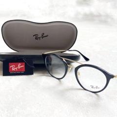 美品 レイバン RB7097 伊達メガネ 度なし ファッション ブラックゴールド
