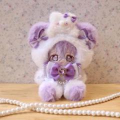 いつものくまさん乗せたくまさん12〜14cm.パープル❤︎おすわりぬい服 着ぐるみ いつものくまさん乗せたくまさん12〜14cm.パープル❤︎おすわり