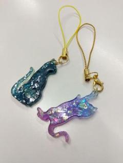 レジン製猫ストラップ 2個セット