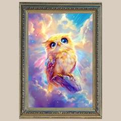 癒し系 風水系アート】絵画 ふくろう キュートオウル 4匹の