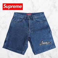 【美品】Supreme ロゴ刺繍 ペインター デニムショートパンツ 美品】Supreme ロゴ刺繍 ペインター デニムショートパンツ