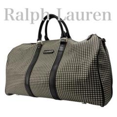 美品 ポロラルフローレン ブラシ・チャーム 千鳥柄 2way ボストンバッグ 美品】ポロラルフローレン ボストンバッグ 2way 千鳥柄 レザー
