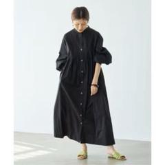 イエナ 【2023SS】ワイドピンタックワンピース ブラック シャツワンピース イエナ 【2023SS】ワイドピンタックワンピース ブラック シャツ