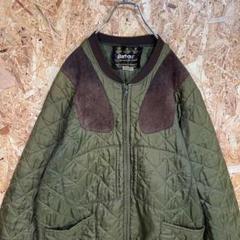 90's Barbourバブアー キルティングジャケット レザーガンパッチ英国製