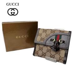 06 美品 GUCCI シェリーライン 二つ折り財布 GG柄 xm3