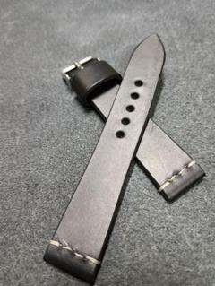 20mm イタリアンオイルレザー 時計ベルト テンダー 半艶黒 厚めのサムネイル