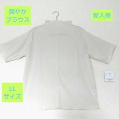 【新入荷】サラサラ爽やか アイボリー 半袖 シャツブラウス LL サイズ