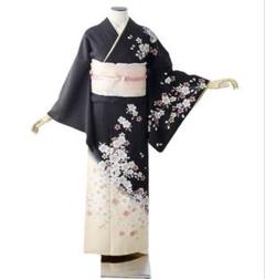 絞り 黒地 菱形の地模様 裄68 素敵な絣柄 付下げ 訪問着 正絹 T-4246 絞り 黒地 菱形の地模様 裄68 素敵な絣柄 付下げ 訪問着 正絹 T-4246