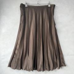 美品☆iCB ブラウン プリーツスカート ひざ丈〜ミモレ丈スカート 3xl 4l