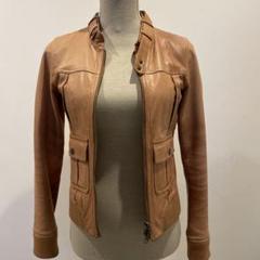 SENSUAL FMH×NUDE レザー ノーカラージャケット ベージュ 36