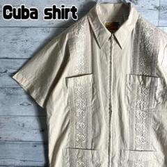 GUAYABERA　キューバシャツ　柄シャツ　全刺繍　4ポケット　ジップアップ