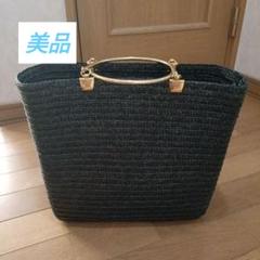 最終値下Saleブラック×ゴールドハンドル　かごバッグ　A４収納可　自立可