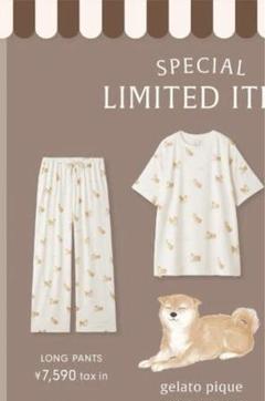 限定デザイン柴犬　ルームウェア　Tシャツ・ロングパンツ 新品　ジェラートピケ 限定デザイン柴犬ルームウェアTシャツ・ロングパンツ 新品
