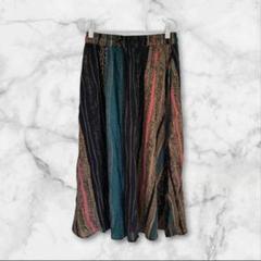 【限定入荷】フレアスカート　L 　ロング丈　エスニック　ウエストゴム