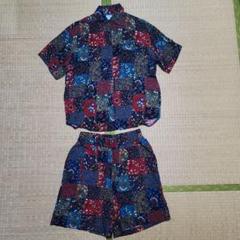 90s vintage レーヨン 半袖シャツ＋ショーツ セットアップ