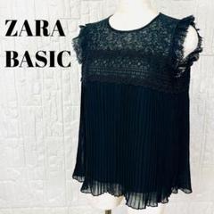 ザラ　ZARA 大人きれいめ◎ノースリーブブラウス 黒 シンプルコーデ【168】