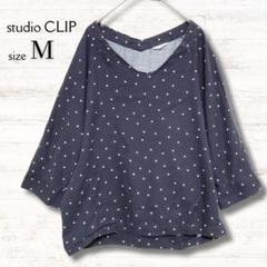 スタディオクリップ ドット柄トップス ドルマンスリーブ Vネック 黒 Ｍ