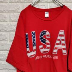 USA ビッグプリント 半袖Tシャツ レッド US古着