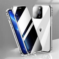 iPhone11 用ガラスケース クリア 両面 シルバー iphoneケース
