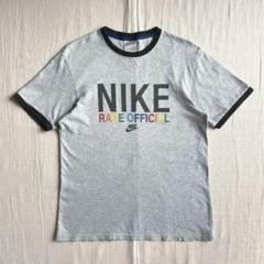 00s　NIKE　３段デカロゴ　レインボープリント　リンガーTシャツ　灰黒Y2Kのサムネイル