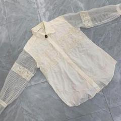Tokyo-blouse シアースリーブ ブラウス レース 長袖 白 ボタン