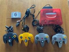 NINTENDO64 クリアレッド 本体とコントローラー4つ