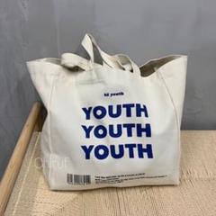 youth ロゴ トートバッグ ビッグサイズ キャンバス 大容量 きなり 白