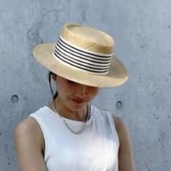 Chapeau d'O カンカン帽 ストライプリボン　麦わら帽子のサムネイル