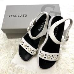 美品✨staccato ジュエリーパールデコサンダル　　23.5cm